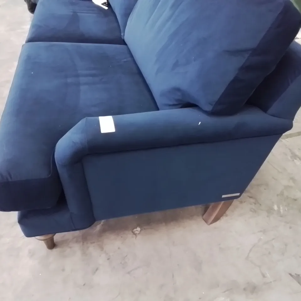 QUALITY BRITISH DESIGNER LOUNGE Co. ROSE THREE SEATER SOFA PLUSH NAVY BLUE FABRIC