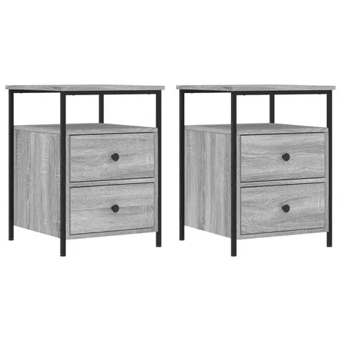 BOXED ELSINORE 2-DRAWER BEDSIDE TABLE SET OF 2 - GREY SONOMA (1 BOX)