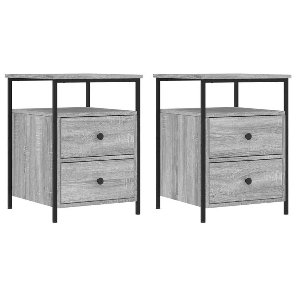 BOXED ELSINORE 2-DRAWER BEDSIDE TABLE SET OF 2 - GREY SONOMA (1 BOX)