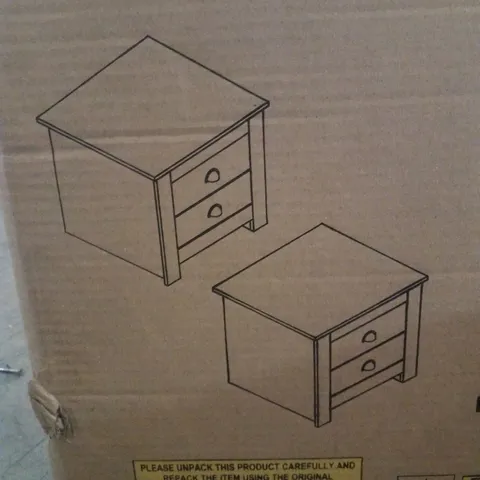 BOXED KENNETH 2 2-DRAWER BEDSIDE TABLES - CREAM