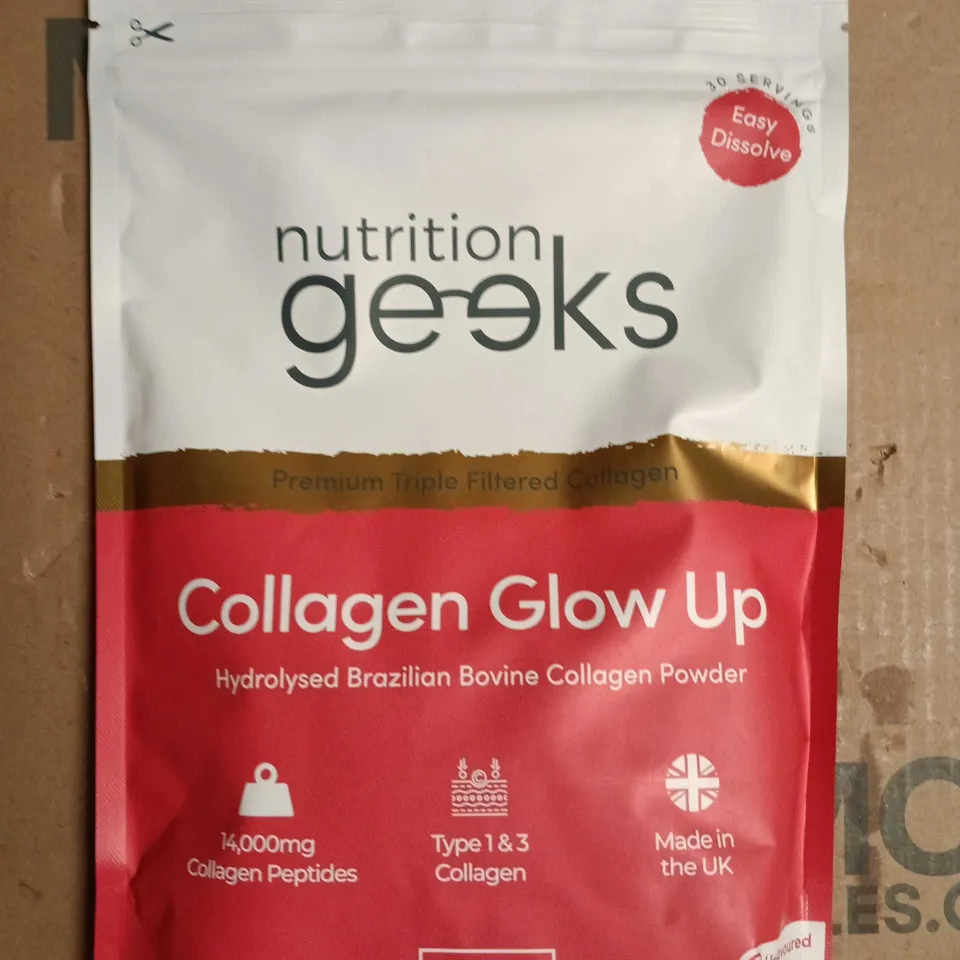 NUTRITION GEEKS COLLAGEN GLOW UP – HYDROLYSED BRAZILIAN BOVINE COLLAGEN POWDER, 420G