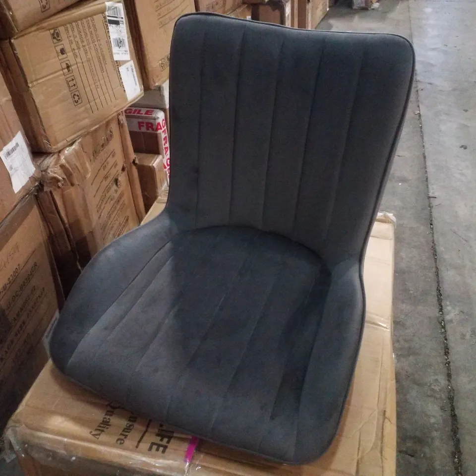 BOXED SET OF TWO MYRA MID CENTURY GREY VELVET MODERN DINING CHAIRS 