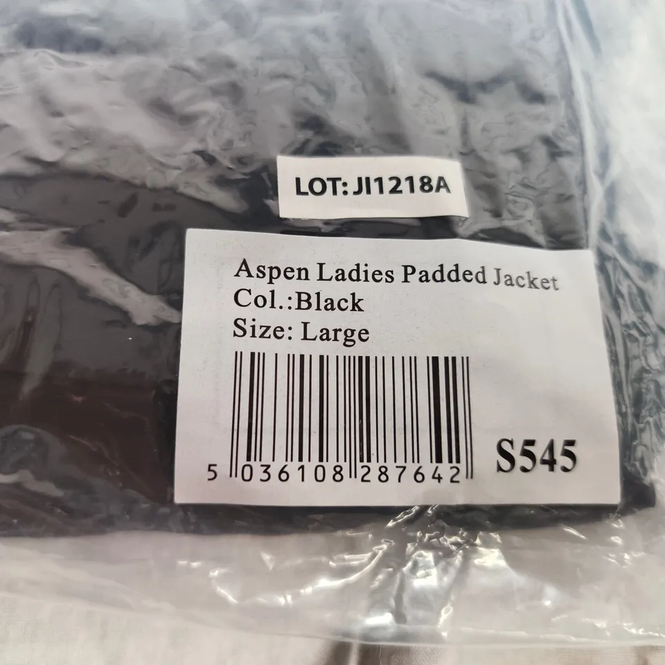 ASPEN LADIES PADDED JACKET – BLACK – UK SIZE L (LARGE)