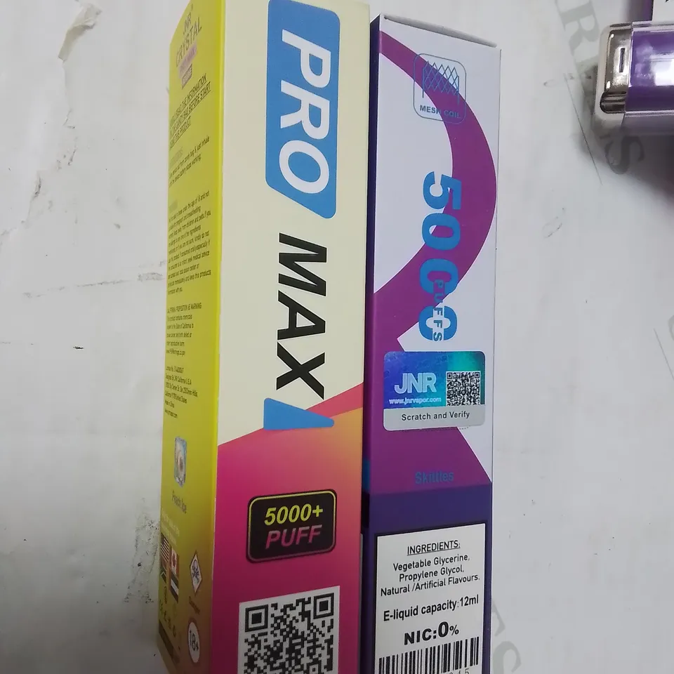 LOT OF 11 JNR CRYSTAL PRO MAX E-CIGS - SKITTLES & PEACH ICE