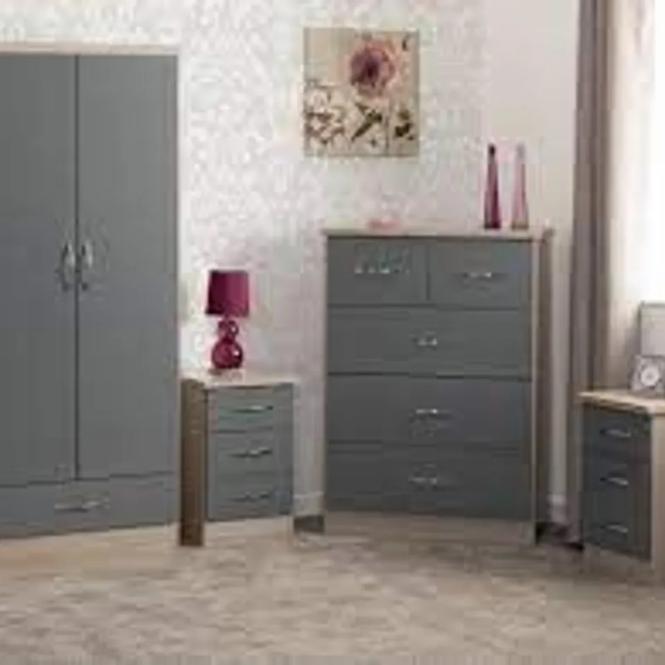 BOXED ARJONA 4 PIECE BEDROOM SET GREY 7 BOXES