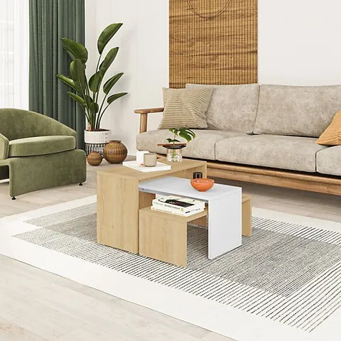 BOXED KANTA MODERN COFFEE TABLE - OAK, WHITE (1 BOX)