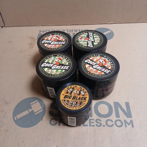 BOX OF APPROXIMATELY 20 ASSORTED COCK GREASE HAIR PRODUCTS TO INCLUDE XXTRA STIFF HAIR POMADE 100G