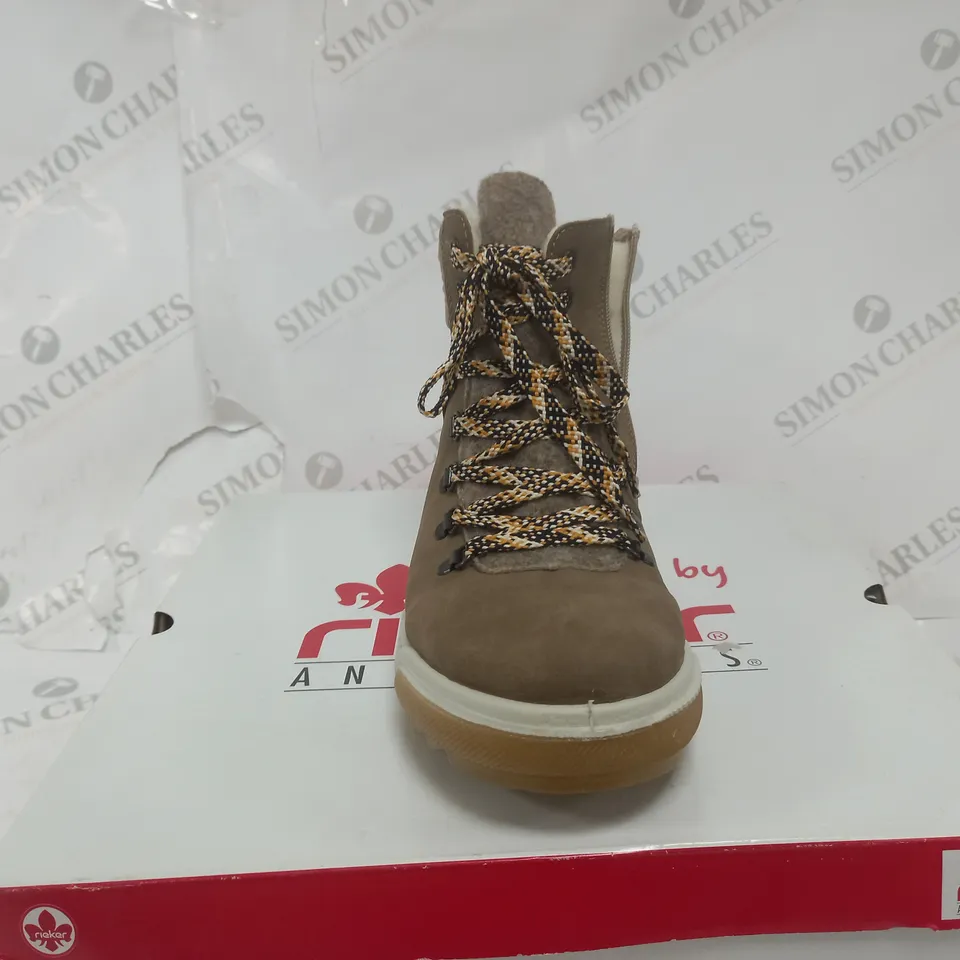 RIEKER TAUPE LACE UP BOOTS - SIZE EUR 41