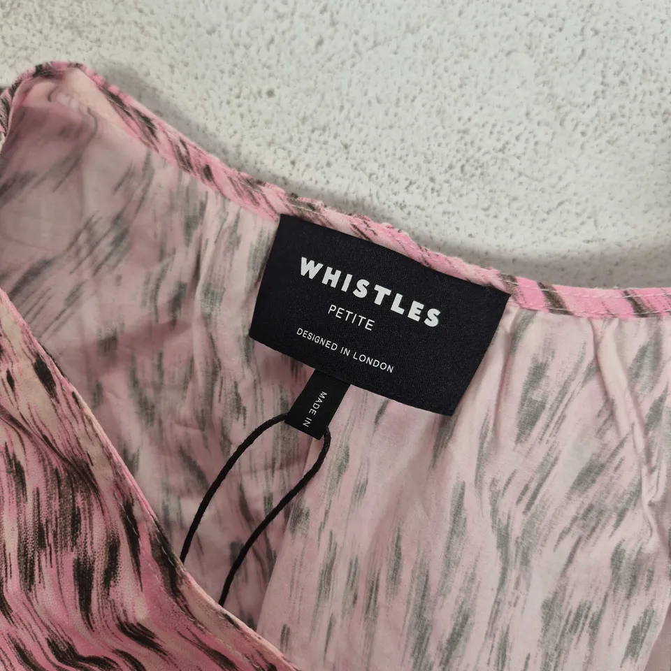 WHISTLES LEAPARD COTTON MIDI DRESS IN PINK MULTI - UK 10
