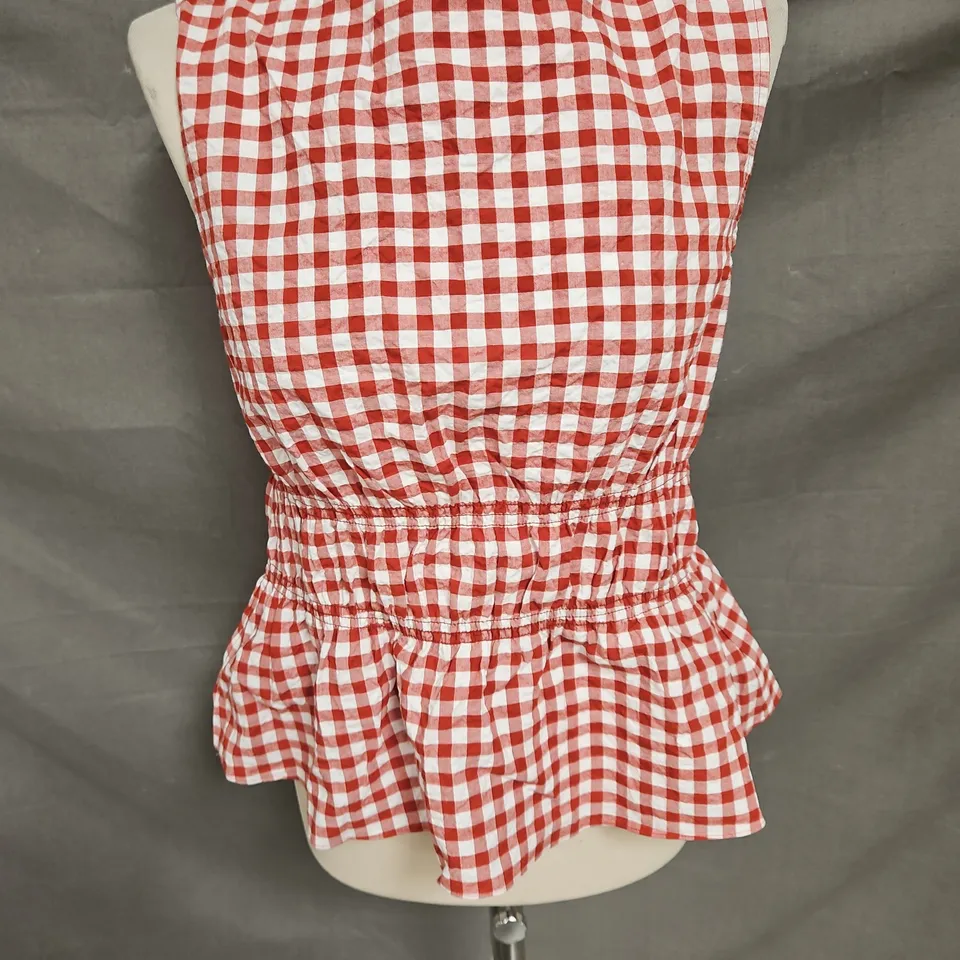 ARKET PEPLUM SLEEVELESS TOP IN RED GINGHAM SIZE 12