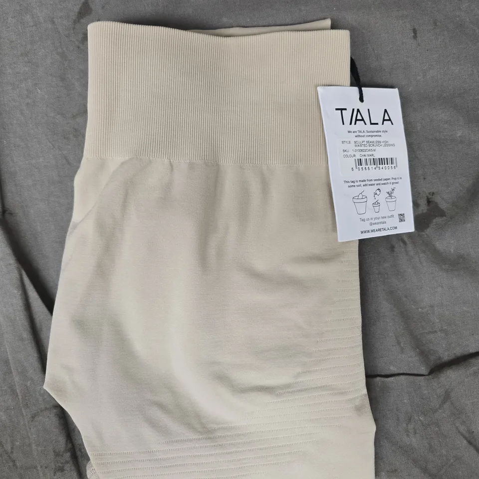 T/ALA SCULPT SEAMLESS HIGH WAISTED SCRUNCH LEGGINGS IN BEIGE SIZE MEDIUM