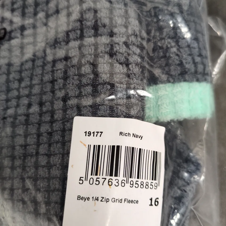 WEIRD FISH RICH NAVY 1/4 ZIP GRID FLEECE – UK 16