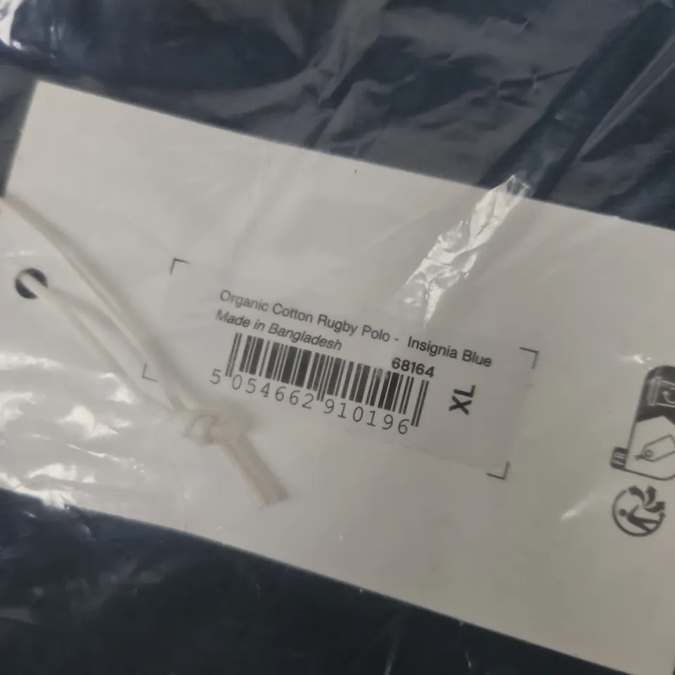 BAGGED TM LEWIN RUGBY POLO SHIRT - NAVY WITH CREAM COLLAR, XL