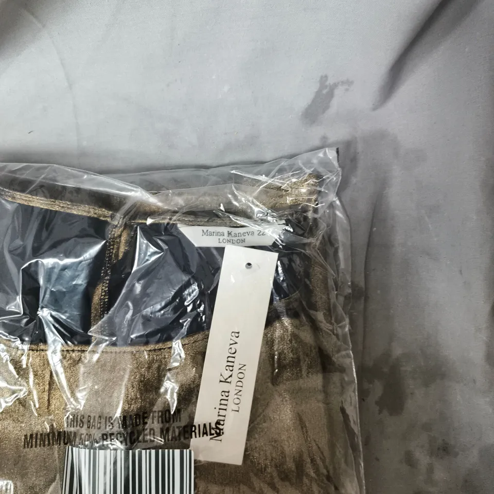 MARINA KANEVA MIDI IN GOLD. SIZE 22. SEALED