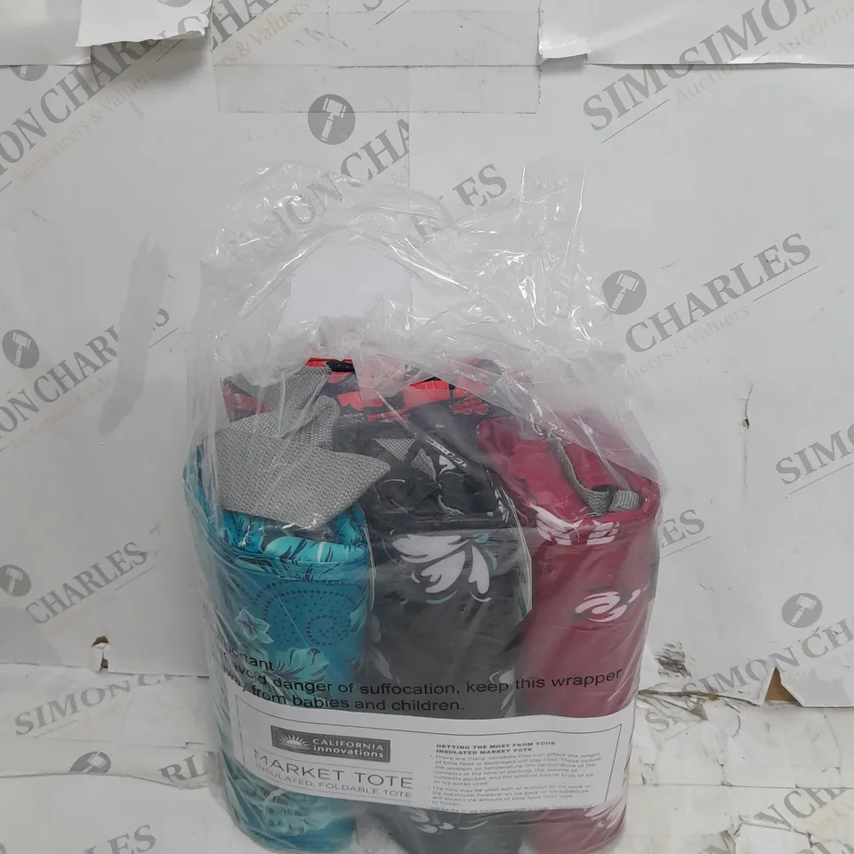 CALIFORNIA INNOVATIONS SET OF 4 FOLDABLE INSULATED MARKET TOTES FLORAL