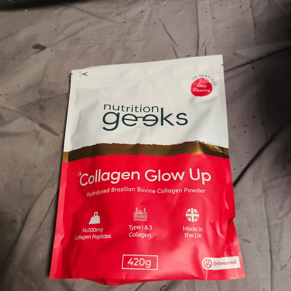 NUTRITION GEEKS COLLAGEN GLOW UP - HYDROLYSED BRAZILIAN BOVINE COLLAGEN POWDER 420G