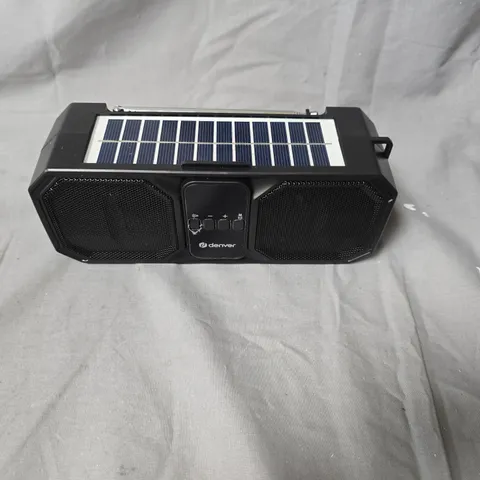 DENVER BLUETOOTH SPEAKER WITH SOLAR PANEL – PORTABLE, FLASHLIGHT & FM RADIO
