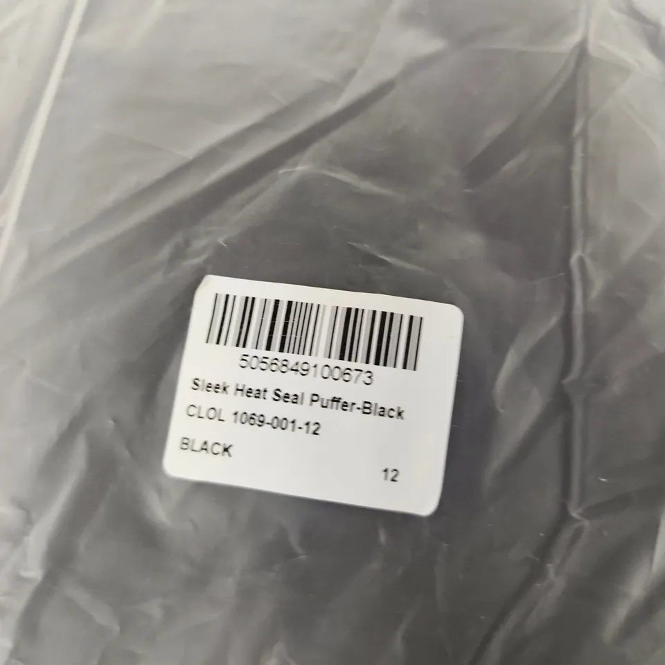CLOSURELDN PUFFER JACKET – SLEEK HEAT SEAL PUFFER, BLACK – UK 12