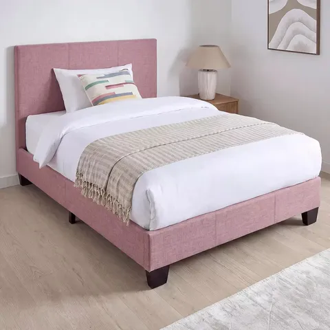 BOXED RILEY FABRIC SMALL DOUBLE BED FRAME - ANTIQUE ROSE (1 BOX)