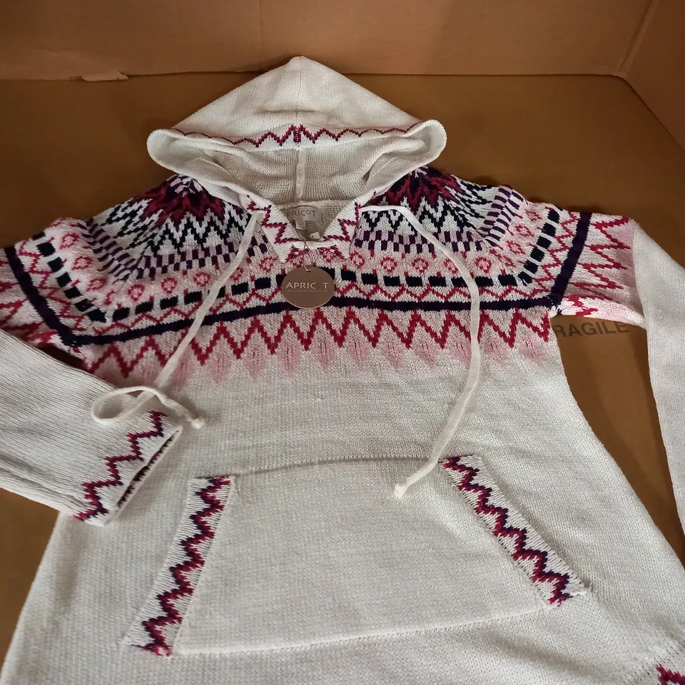 APRICOT FAIRISLE POCKET HOODIE JUMPER - UK 10