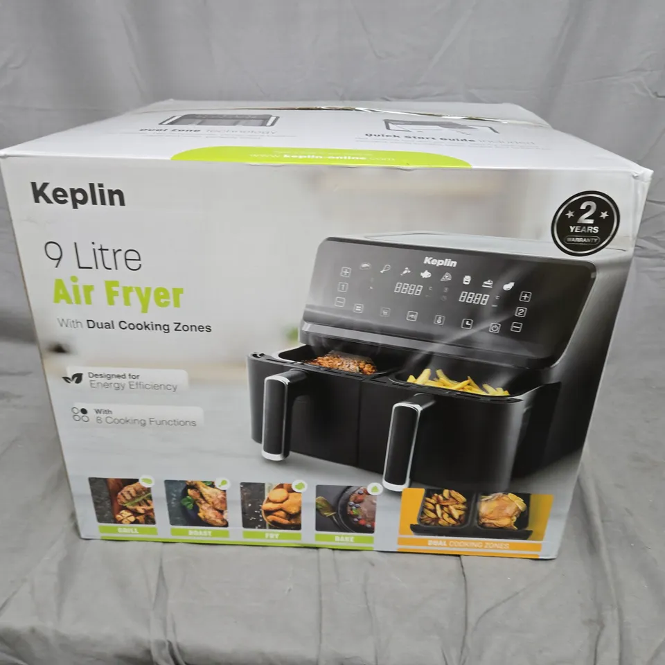 KEPLIN 9 LITRE AIR FRYER WITH DUAL COOKING ZONES – BOXED