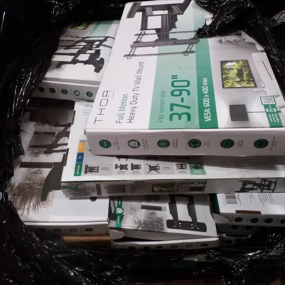 PALLET CONTAINING ASSORTED THOR FULL MOTION HEAVY DUTY TV WALL MOUNTS