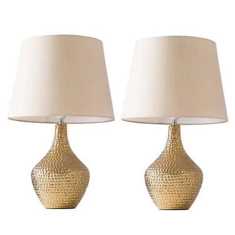 BOXED AAFKO 56CM GOLD TABLE LAMP SET