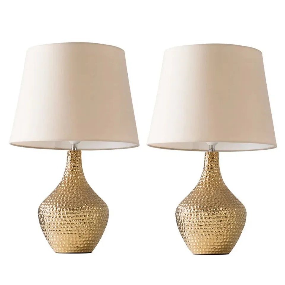 BOXED AAFKO 56CM GOLD TABLE LAMP SET