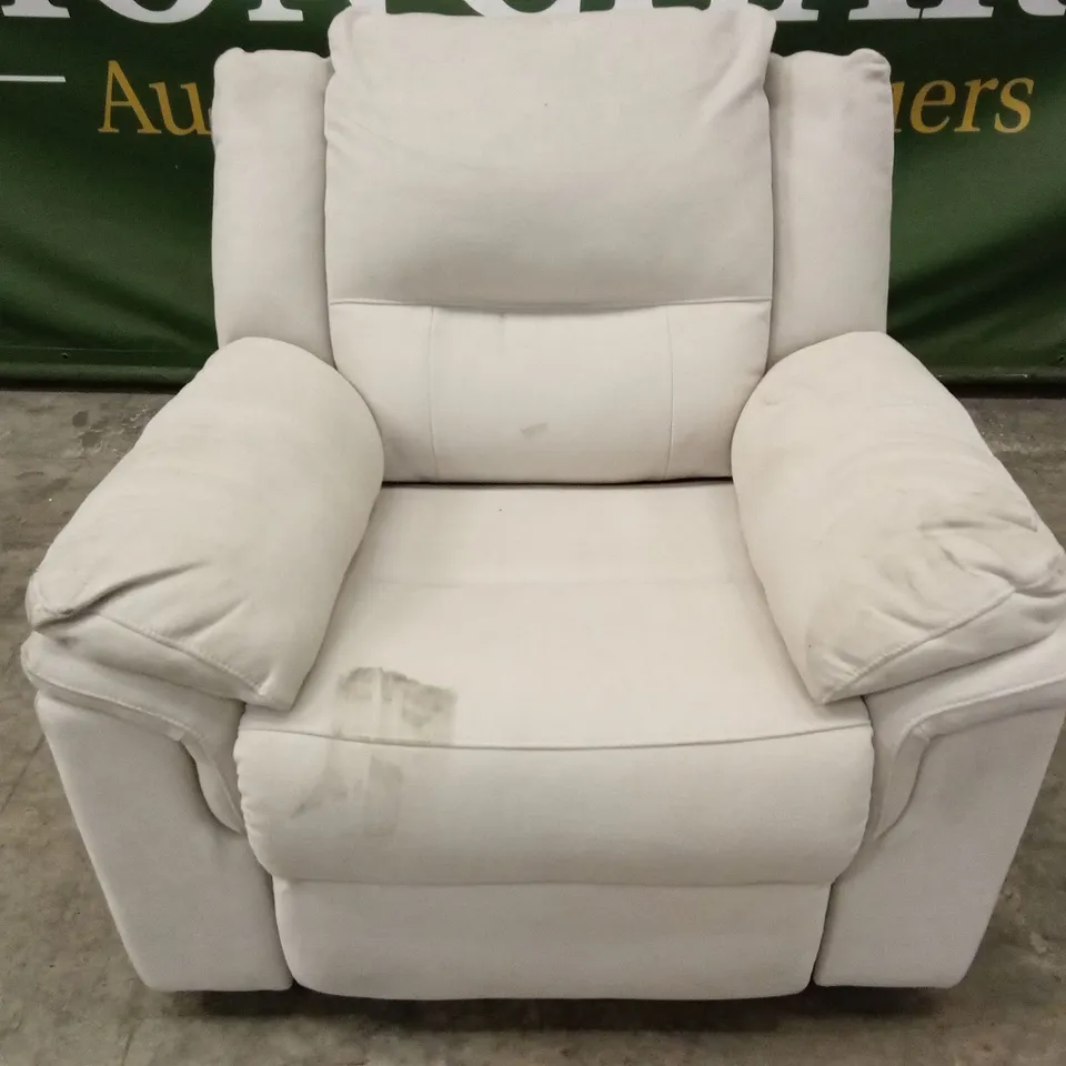 ALBION FABRIC HIGH BACK MANUAL RECLINER ARMCHAIR - PEBBLE GREY RRP £479