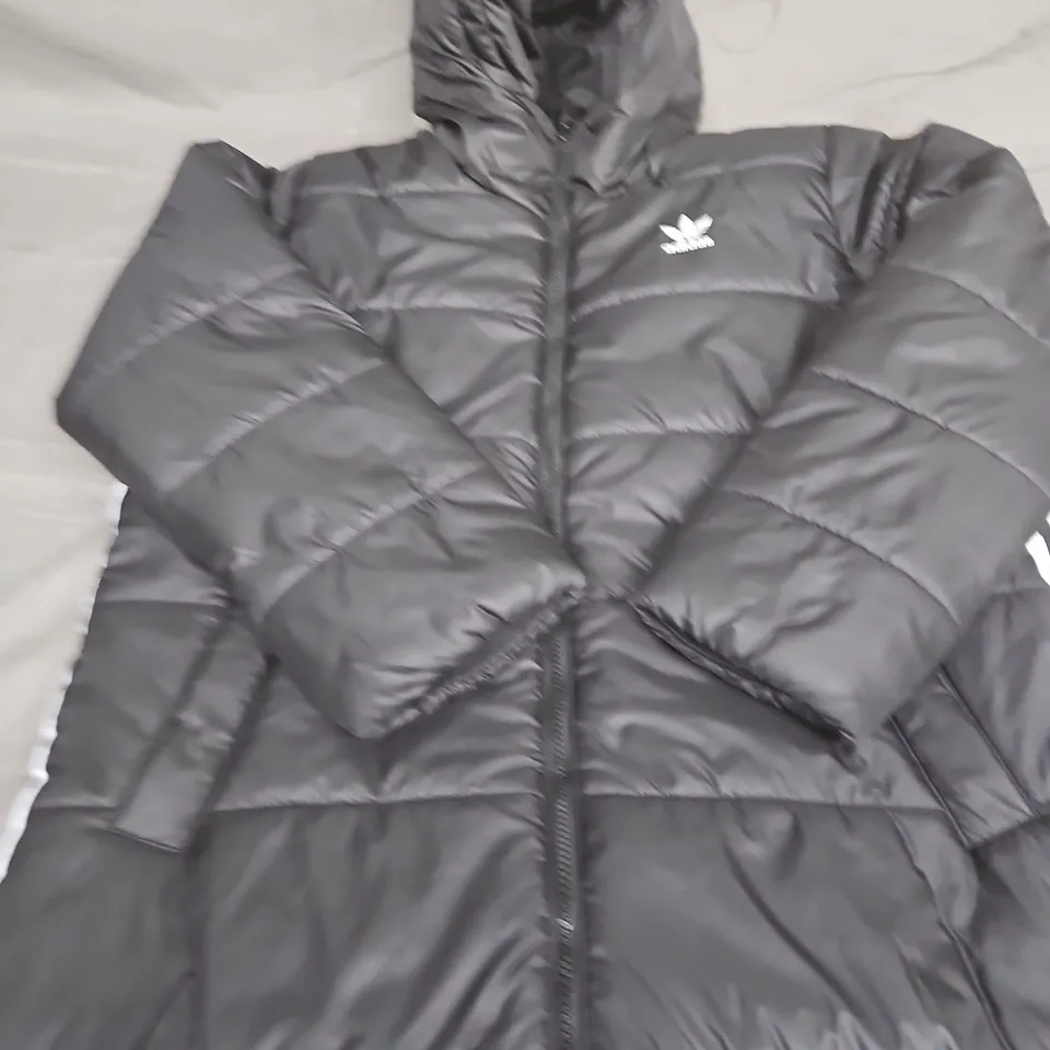 ADIDAS BLACK HOODED PUFFER JACKET SIZE SMALL
