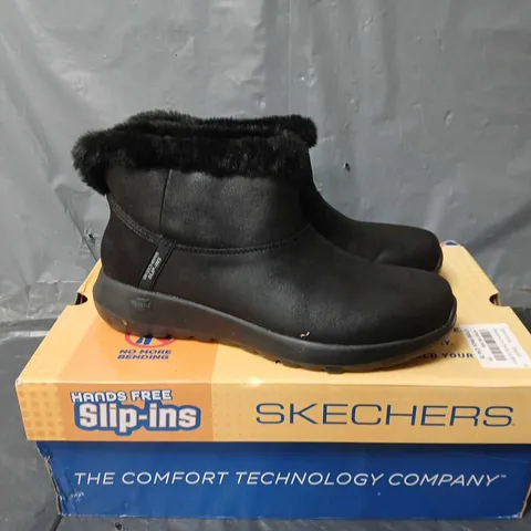 BOXED PAIR OF SKECHERS ON-THE-GO JOY SLIP IN BOOTS IN BLACK - UK 6.5