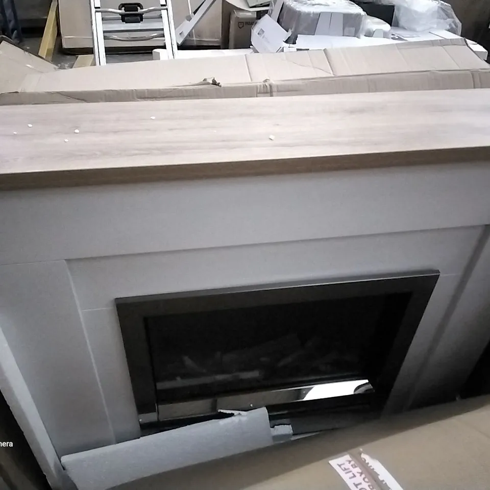 DESIGNER OAK EFFECT GREY ELECTRIC FIRE SUITE
