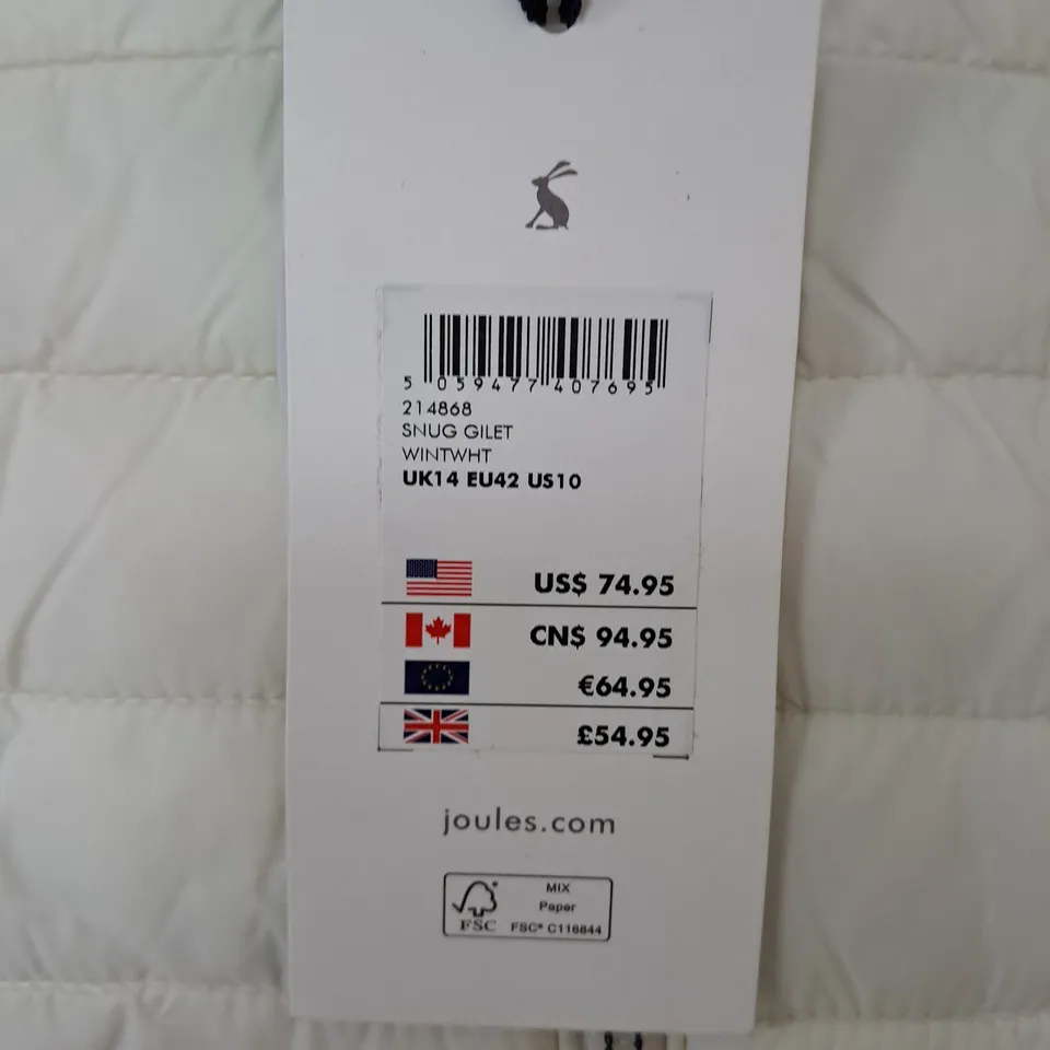 JOULES ZIP SNUG GILET SIZE 14