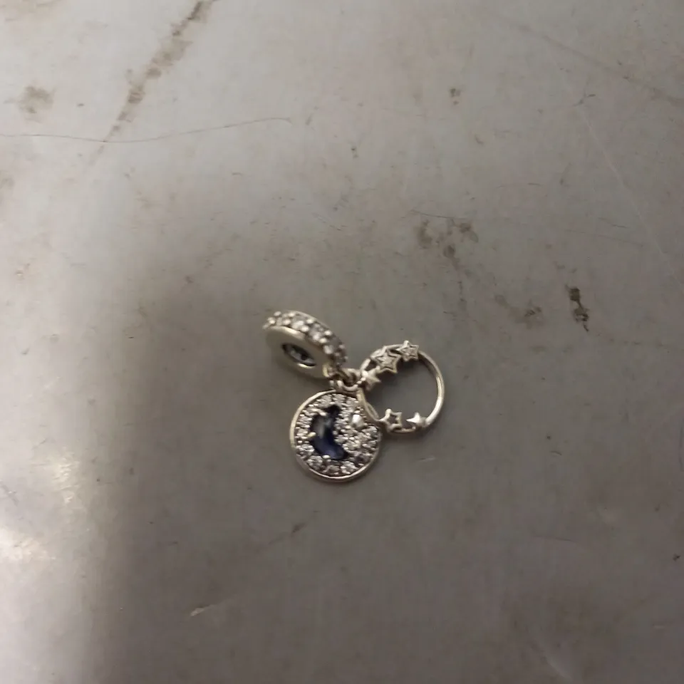 PANDORA OUTLET BLUE NIGHT SKY CRESCENT MOON & STARS DANGLE CHARM