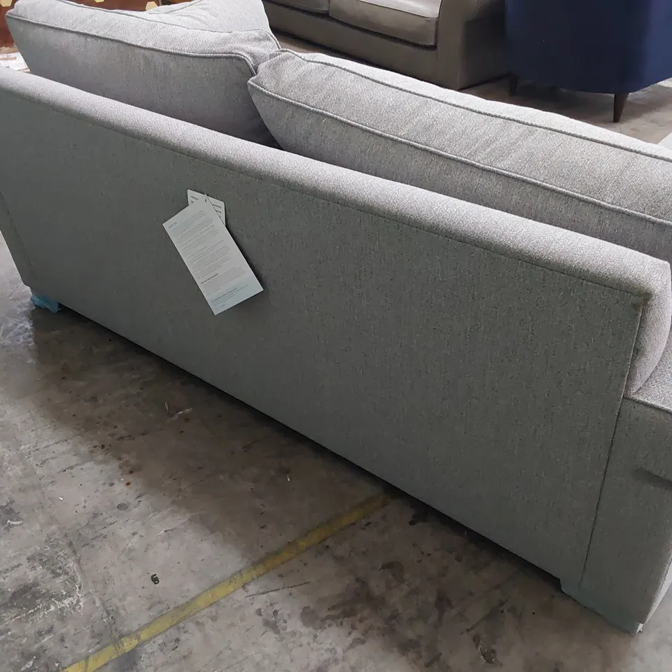QUALITY BRITISH MADE LOUNGE Co THREE SEATER SOFA WITH BOLSTER CUSHIONS GREY FABRIC 