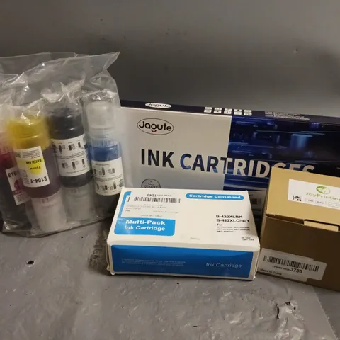 APPROXIMATELY 30 ASSORTED INK PRINTER INKS & ACCESSORIES TO INCLUDE JAGUTE INK CARTRIDGES, INK CARTRIDGE MULTIPACK, E104 REFIL INK, ETC