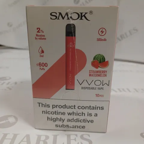SEALED SMOK VVOW 10-PACK OF DISPOSABLE VAPES - STRAWBERRY WATERMELON
