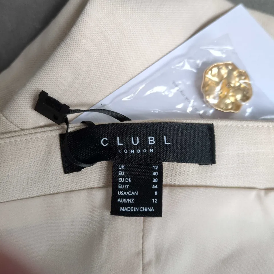 CLUB L LONDON BEIGE SLEEVELESS WAISTCOAT TOP – UK 12 (EU 40) – THREE-BUTTON FRONT