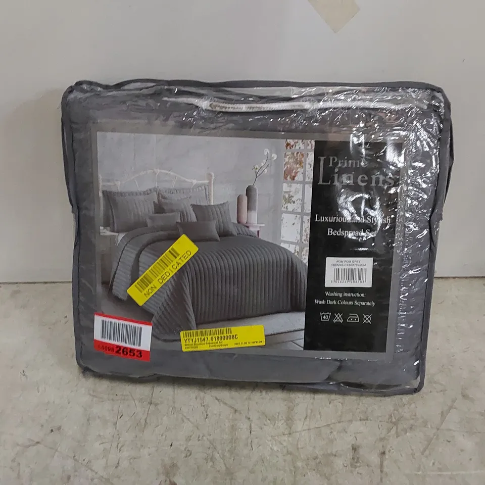 WILLMOT MICROFIBRE BEDSPREAD SET - GREY // SIZE: SINGLE