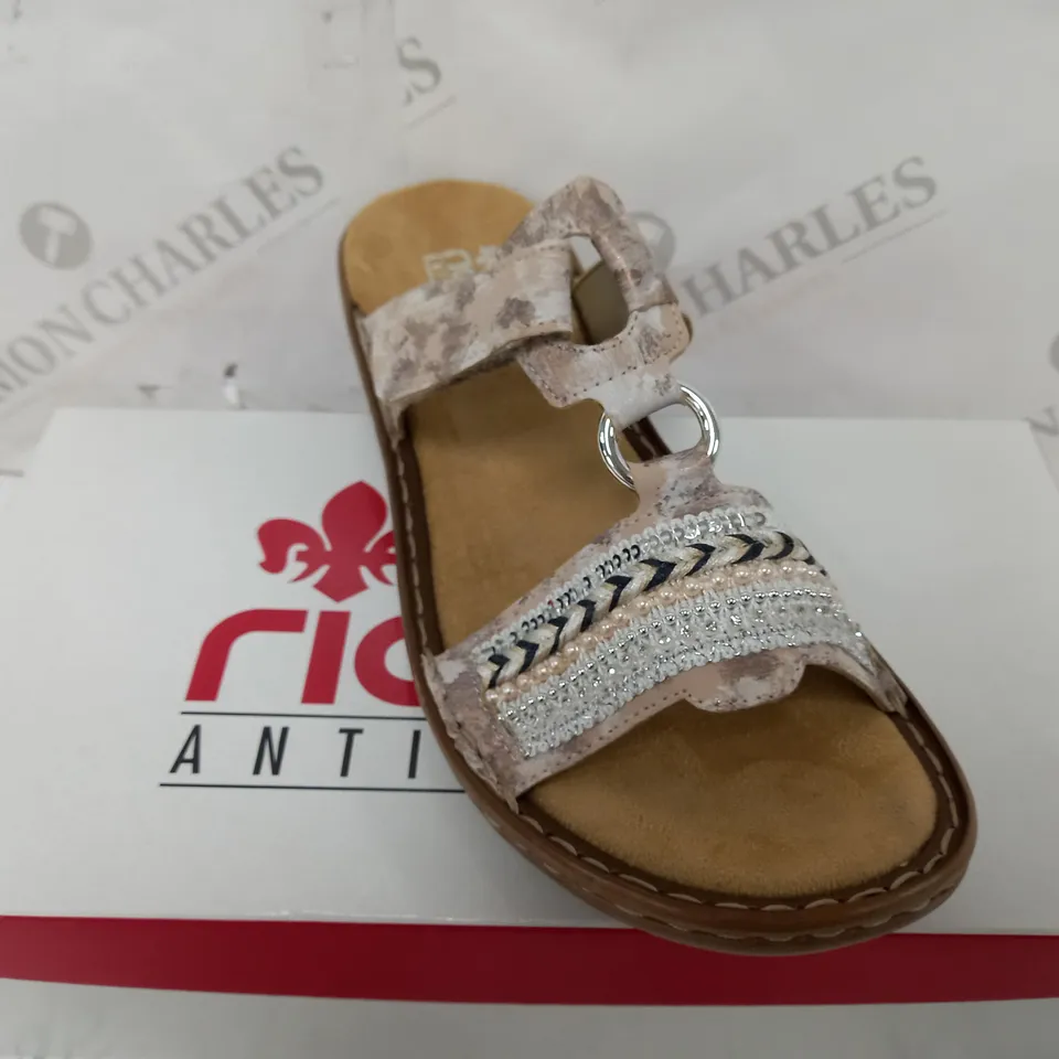 RIEKER ANTISTRESS OPEN TOE SANDALS IN ROSE - SIZE 41