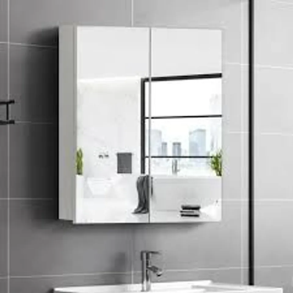 BOXED BATHROOM MIRROR CABINET WALL MOUNTED DOUBLE DOOR BATHROOM WALL CABINET MIRRORED WITH 2 ADJUSTABLE SHELVES FOR BEDROOM LIVING ROOM BATHROOM