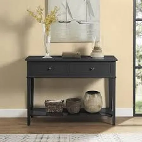 BOXED FRANKLIN 2 DRAWER CONSOLE TABLE IN BLACK (1 BOX)