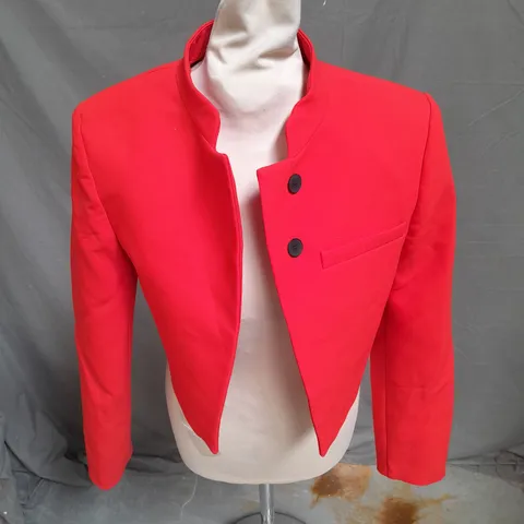 ZARA CROPPED JACKET IN BRIGHT RED SIZE XS