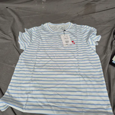 SAINT TROPEZ STRIPED T-SHIRT – AIRBLUE & WHITE, SIZE L