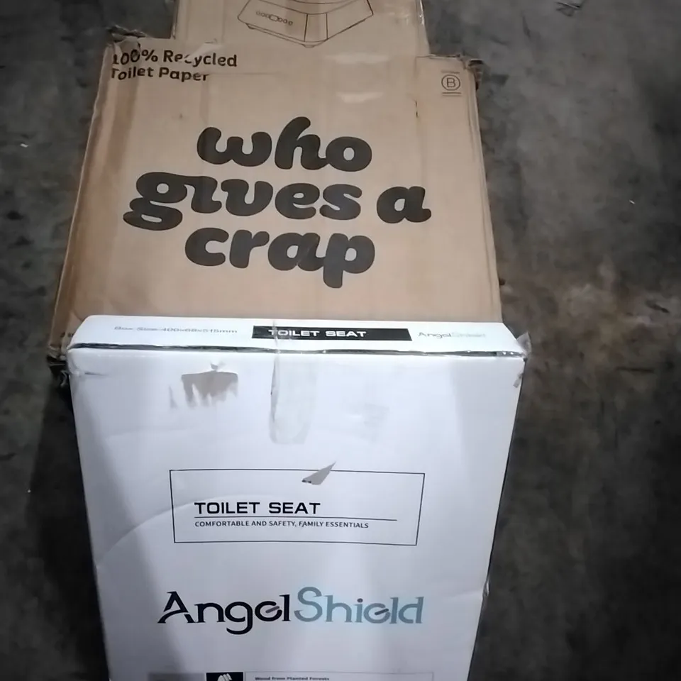 PALLET OF HOUSEHOLD ITEMS TO INCLUDE TOILET SEAT, 100% RECYCLED TOILET PAPER, DOUGH MIXER AND OTHER ASSORTED ITEMS...