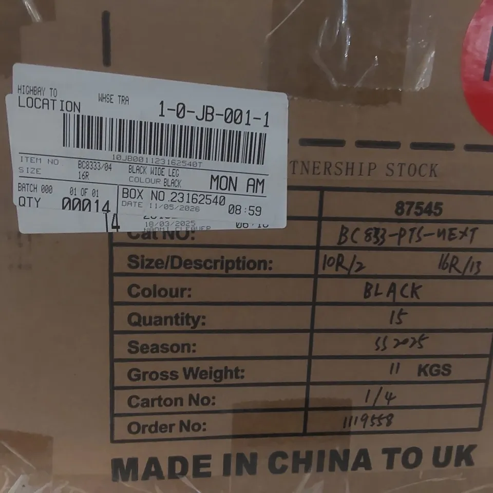 BOX CONTAINING APPROXIMATELY 14x BRAND NEW SIMPLY BE BLACK WIDE LEG TROUSERS - SIZE 16R