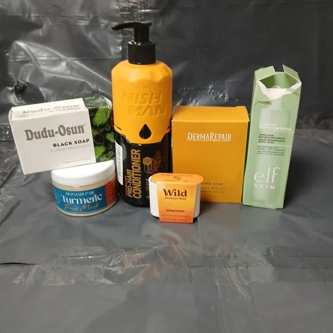 APPROXIMATEY 20 ASSORTED HEALTH AND BEAUTY PRODUCTS TO INCLUDE DUDU-OSUN BLACK SOAP, NISH MAN CONDITIONER AND WILD DEODORANT REFILL