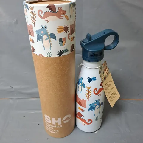 BOXED SHO ORIGINAL 2.0 375ml STRAW LID DRAGONS BOTTLE IN BLUE MULTI