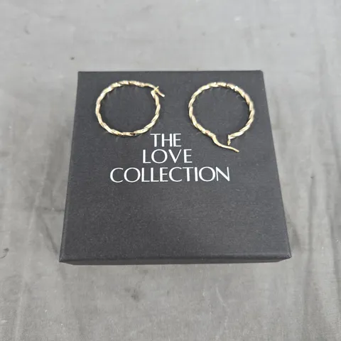 THE LOVE COLLECTION 9CT YELLOW GOLD TWISTED RIBBON EARRINGS