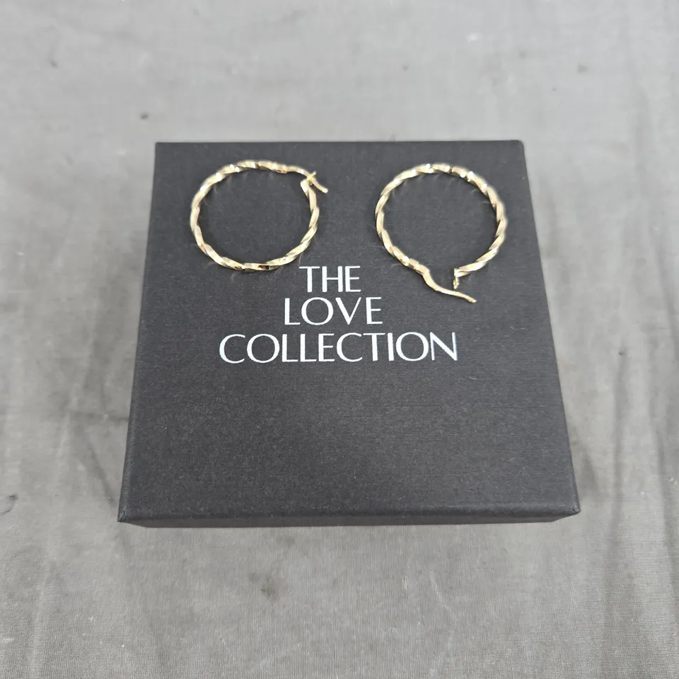 THE LOVE COLLECTION 9CT YELLOW GOLD TWISTED RIBBON EARRINGS RRP £99